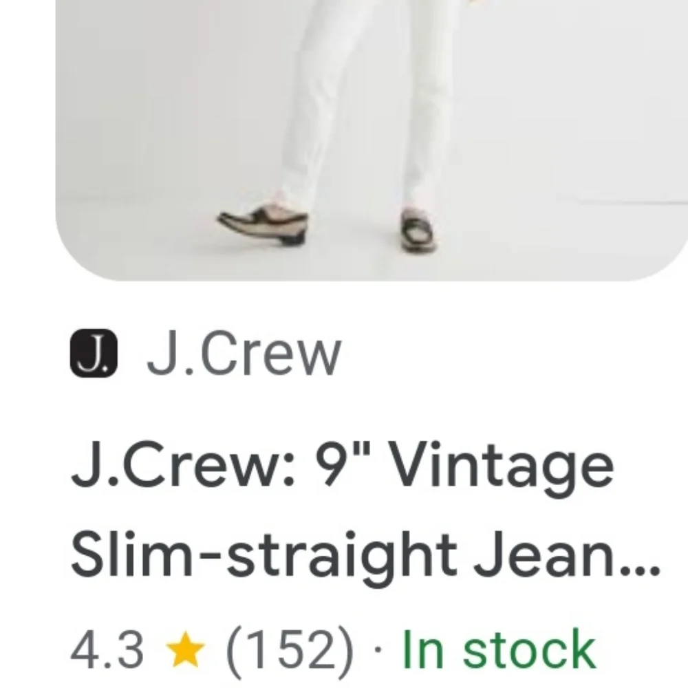 J.CREW HIGH RISE VINTAGE SLIM JEANS WHITE 37/28 Stretch BNWT SO $128 1 Left
